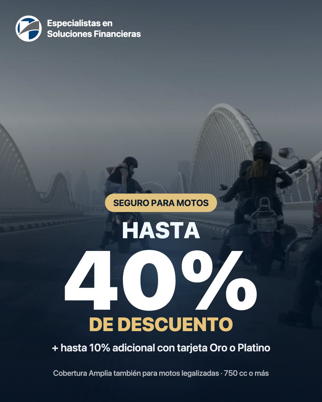 Seguro para motos: hasta 40% de descuento, más hasta 10% adicional con tarjeta Oro o Platino